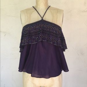 Free people purple beaded halter top